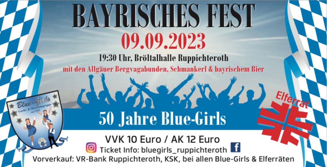 Bayrischer Abend am 09.09.2023 – 50 Jahre Blue-Girls